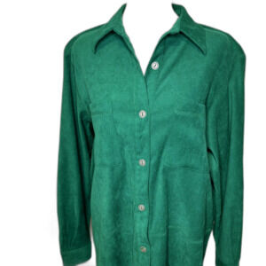 Alfred Dunner Long Sleeve Button Up Shirt Polyester Emerald Green Womens